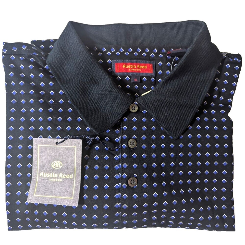 Austin Reed London Men's XL Polo Shirt Long Sleeve Mercerized Cotton Black NWT
